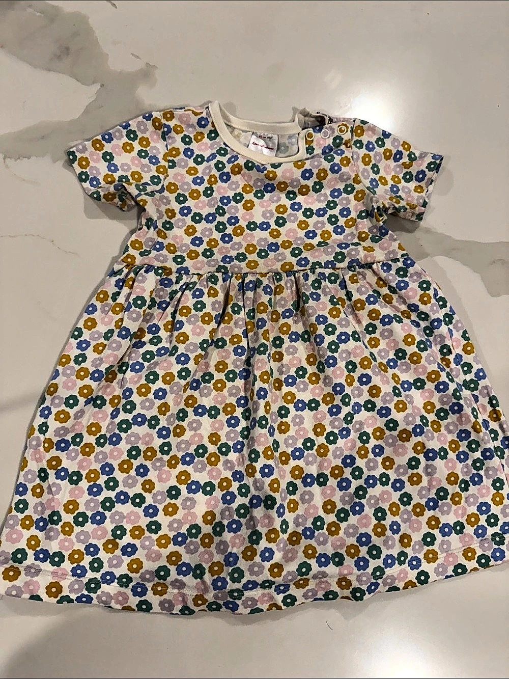 Hanna Andersson Floral Dress in White & Blue Girls 5